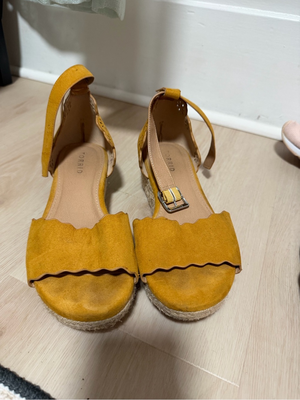 torrid Mustard Yellow Scalloped Espadrille Wedge Sandals